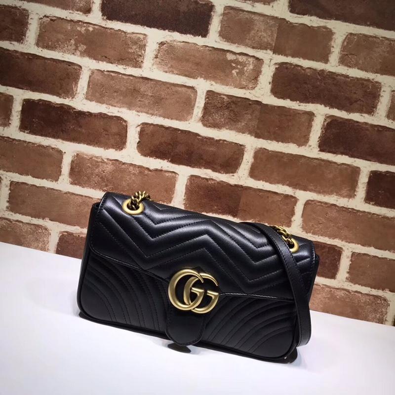 Gucci Chain Shoulder Bag 443497 Full leather black